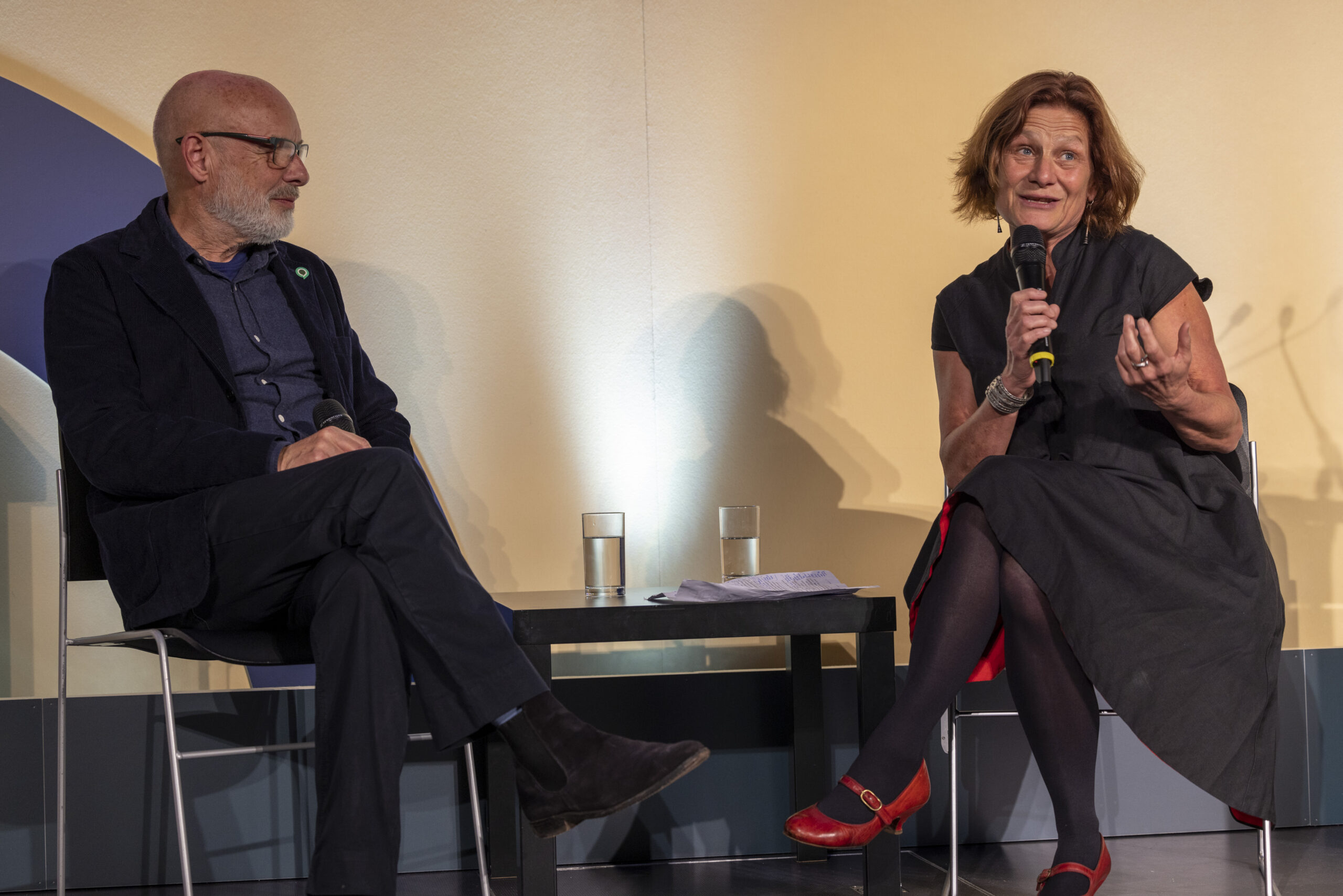 Harriet Lamb in discussion with Brian Eno at the 2022 Ashden Awards, London. Credit Andy Aitchison/Ashden